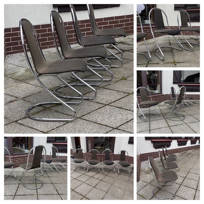 Mid century Kpl 4 włoskich krzesel w stylu Willy Rizzo.