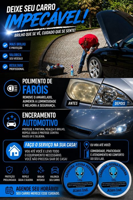Polimento de farois e automóveis