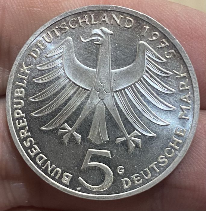 Moeda 1031 - ALEMANHA 5 Markos 1975 Prata