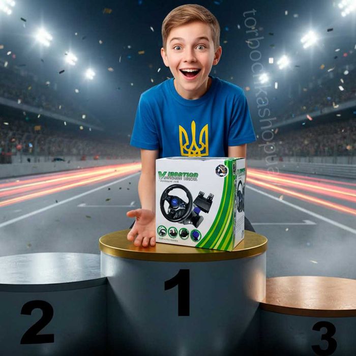 Кермо з педалями та коробкою передач для PS2 PS3 PC Вібро режим 28.5см