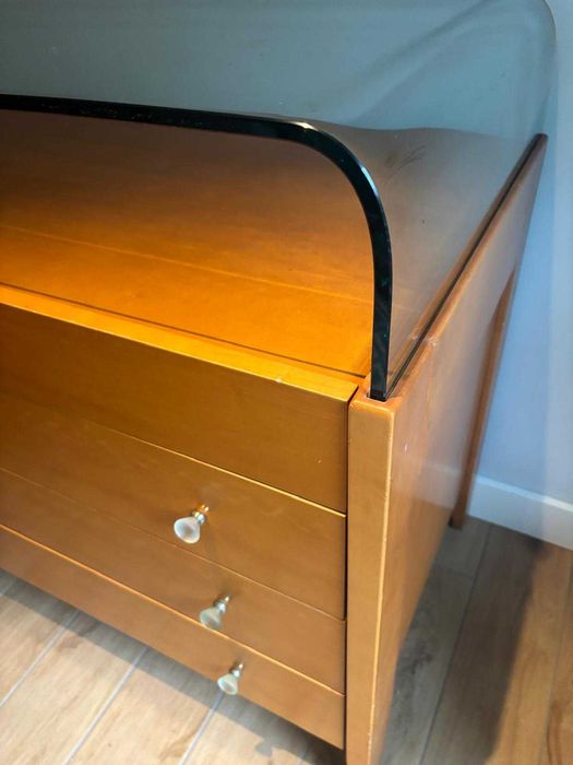 Designerska komoda z giętym szkłem | Styl Vintage / Retro | Unikat!