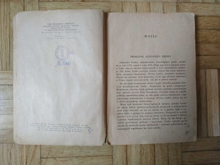 Aleksander Fredro, Zemsta, książka 1951