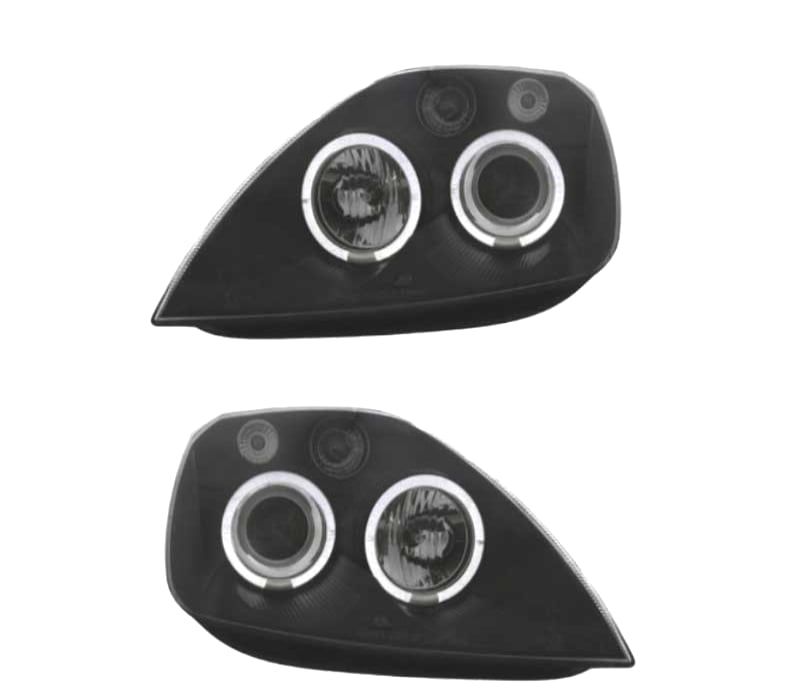 FARÓIS FRONTAIS ANGEL EYES PARA FORD FIESTA MK6 FUNDO PRETO
