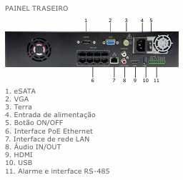 MAZI - INVR-08SP8POE com 8 portas POE sem HDD