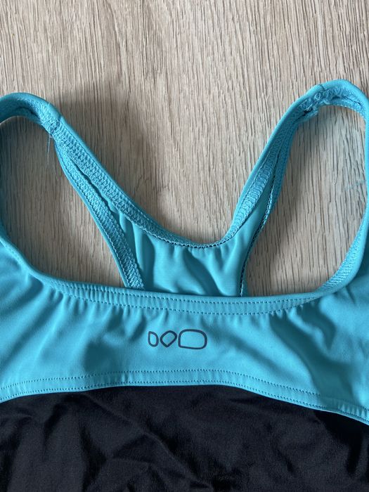 Niebiesko czarny strój kąpielowy jednoczęściowy Nabaiji Decathlon