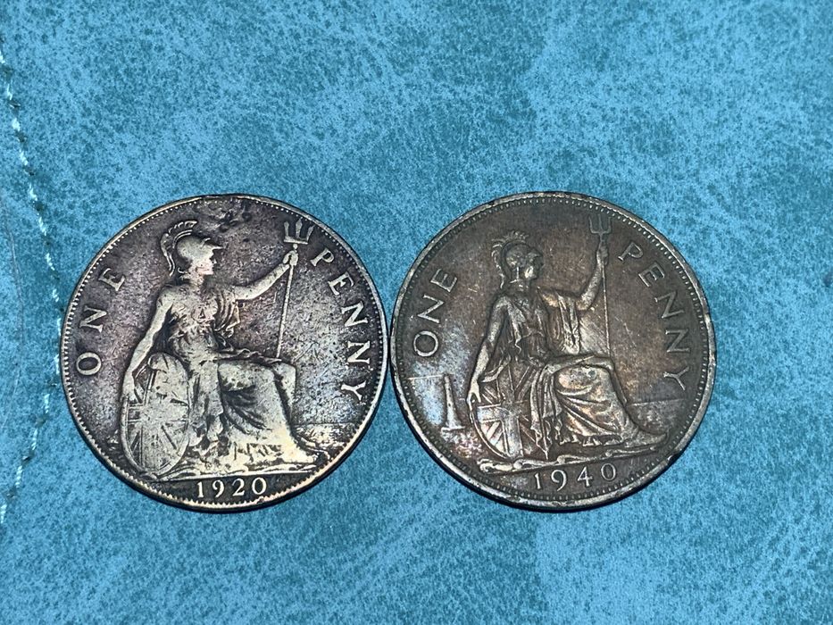 One Penny Grã-Bretanha Inglaterra 1920+1940