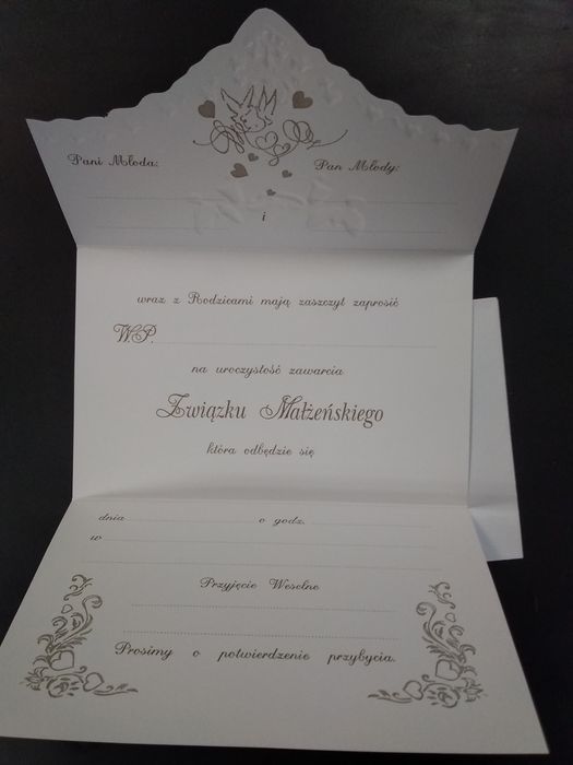 Zaproszenia na ślub wesele różne wzory okazja 10szt