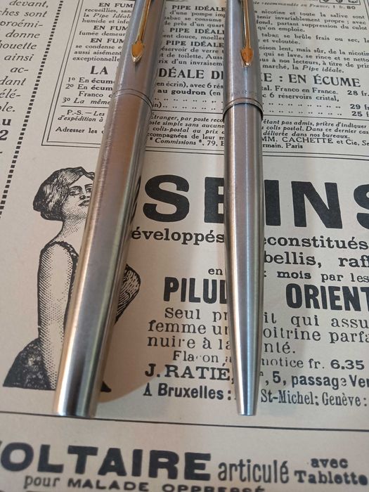 Caneta e esferográfica Parker 75 Flighter Deluxe aparo em ouro