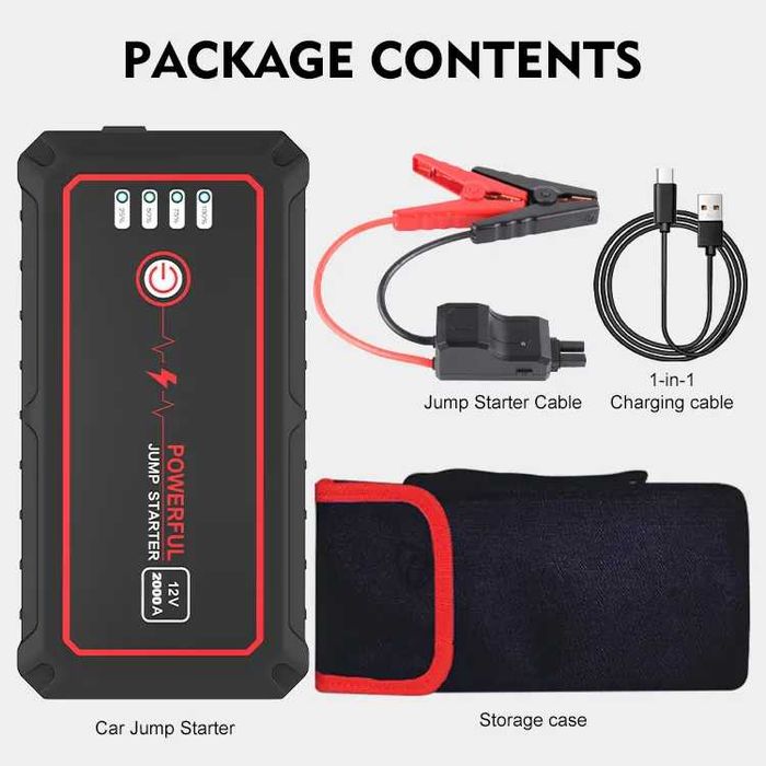 Booster Arranque Baterias 12V Power Bank USB 2000A/20.000mAh (NOVO)
