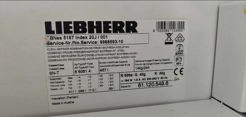 Lodówka Liebherr CBNes 5167 – Premium Model z Kostkarką do Lodu