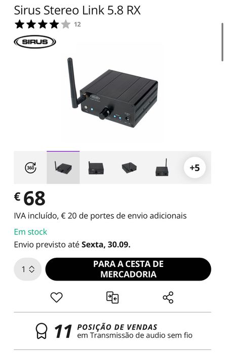 Receptor Audio Wireless Sirus Stereo Link 5.8 RX