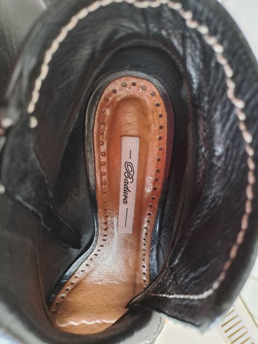 Botki z czarnej skory, peep-toe, marki Badura, r. 38