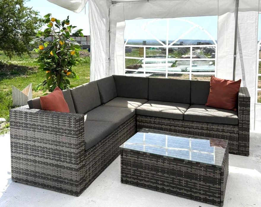 Conjunto de canto para jardim em rattan novo + entrega