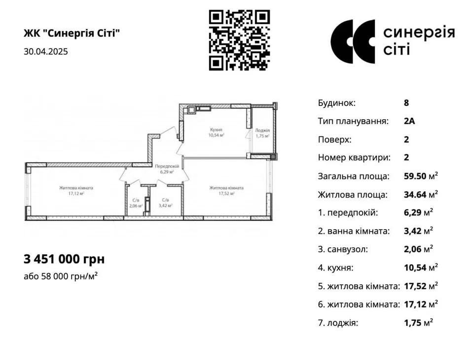 Продаж 2 кім квартира з ремонтом ЖК Синергія СІТІ, без %
