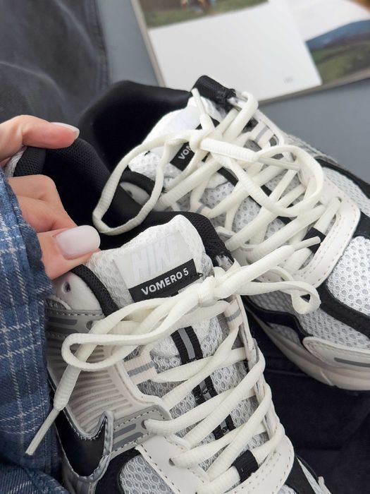 Кросівки Nike Zoom Vomero 5 White/Black/Grey premium | Кроссовки Найк жіночі чоловічі