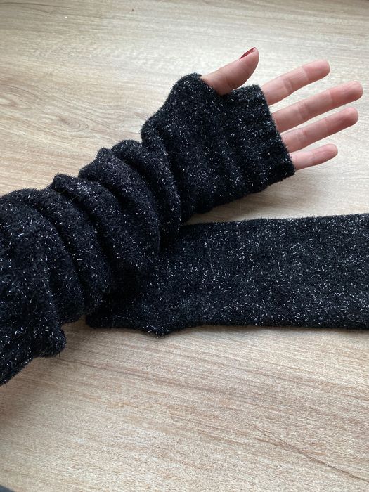 Wełniane długie rękawiczki bez palców