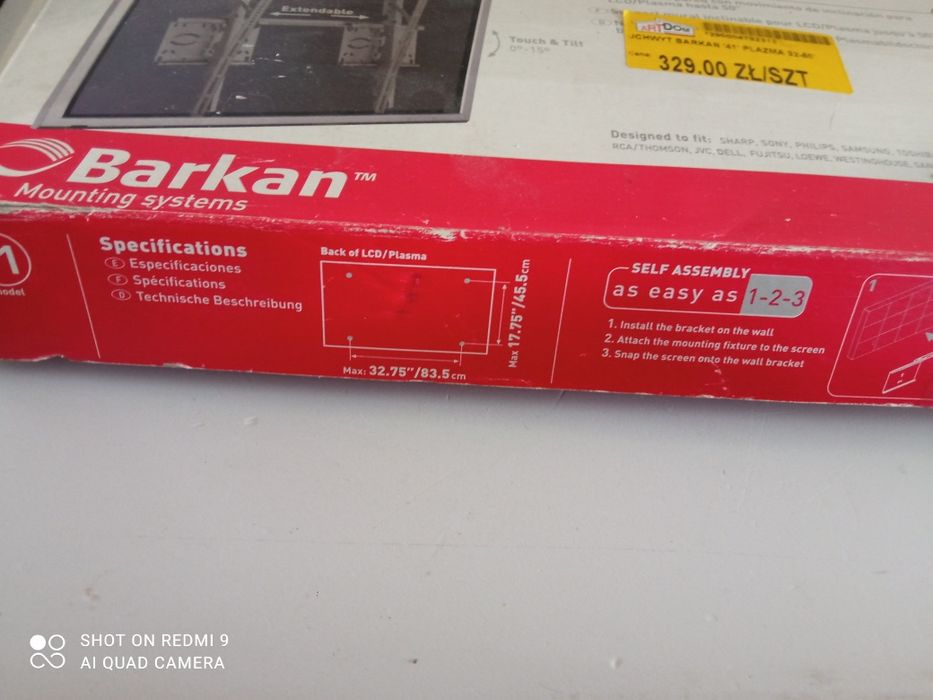 Uchwyt ścienny do telewizora Barkan 37"-50" | Regulowany (Tilt)