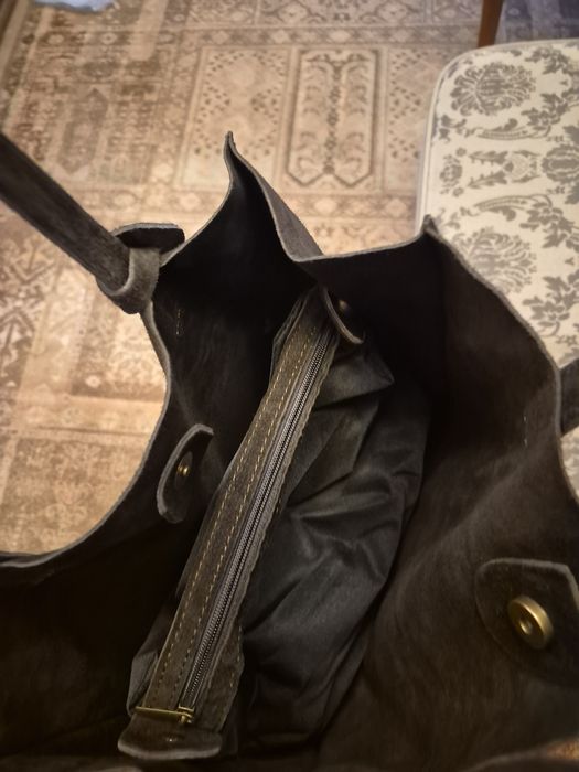 Torba włoska skóra  zamsz ciemna czekolada