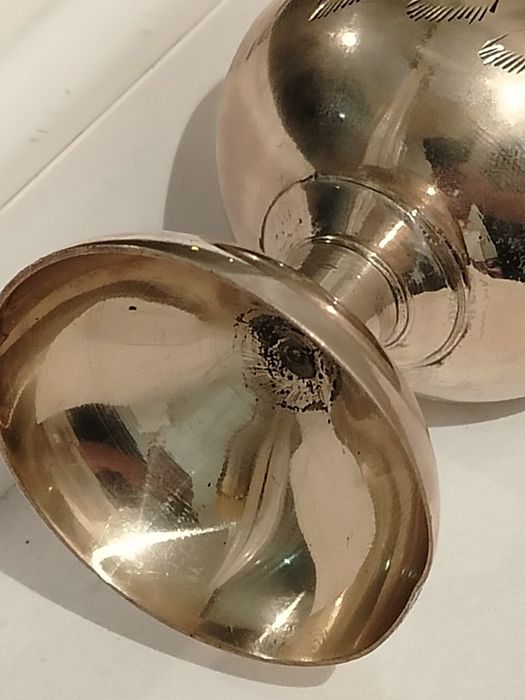 старинный подсвечник латунь в позалоте