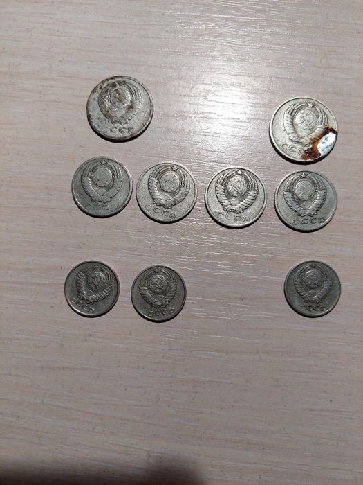 Колекційні монети 10,15,20 копійок, 1 рубль