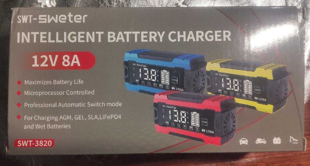 Зарядное устройство 12в 8а AGM GEL LiFePO4 14.6V Li-ion 12.6V, свинец