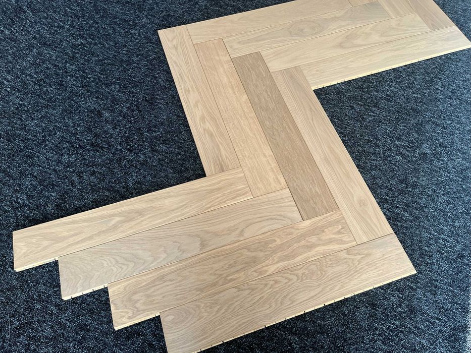 Jodełka klasyczna dębowa 11x120x600 White Biały Olej - Select