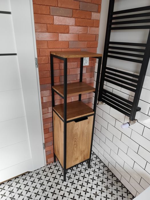 Szafka do łazienki loft, słupek łazienkowy dębowy, łazienka loft