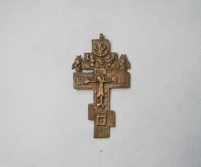 Antyki krzyż ikona prawosławna ukrzyżowanie Jezusa XIX w