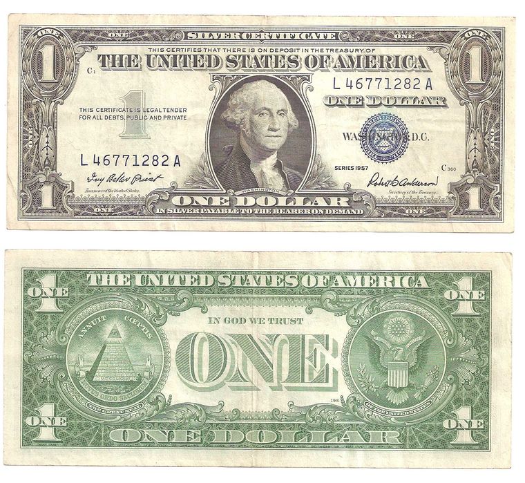 Банкнота 1 Доллар США 1957 год серебряный сертификат
