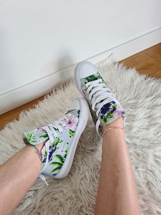 Attitude 37 23cm tenisówki trampki wysokie kwiaty