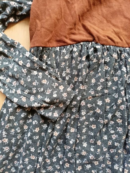 Suienka ciążowa vintage z łączonych materiałów, wloska L Xl