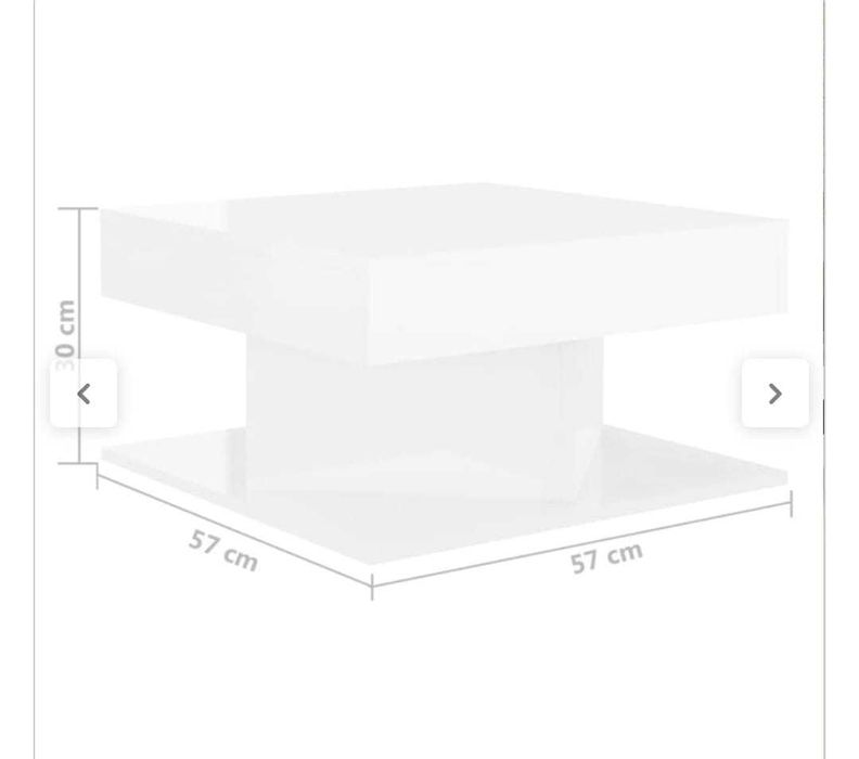 Mesa de centro 57x57x30 cm contraplacado branco brilhante