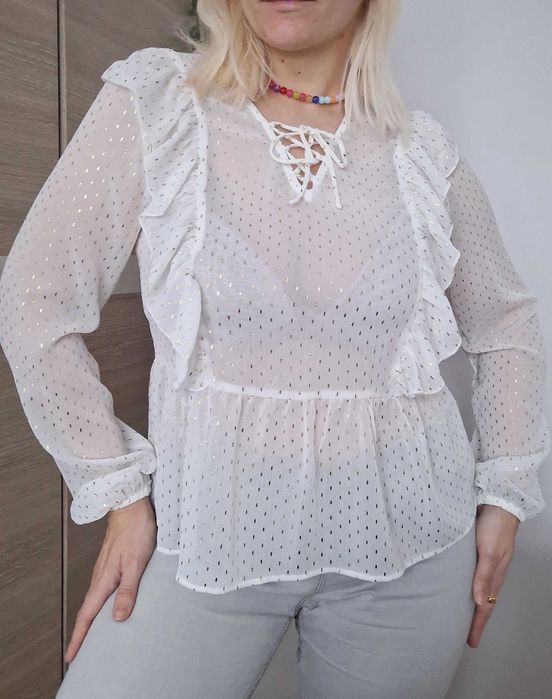 Bluzka mgiełka falbanki M/L