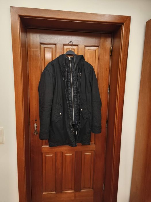 Parka Casaco Capuz Pull and Bear preto XL