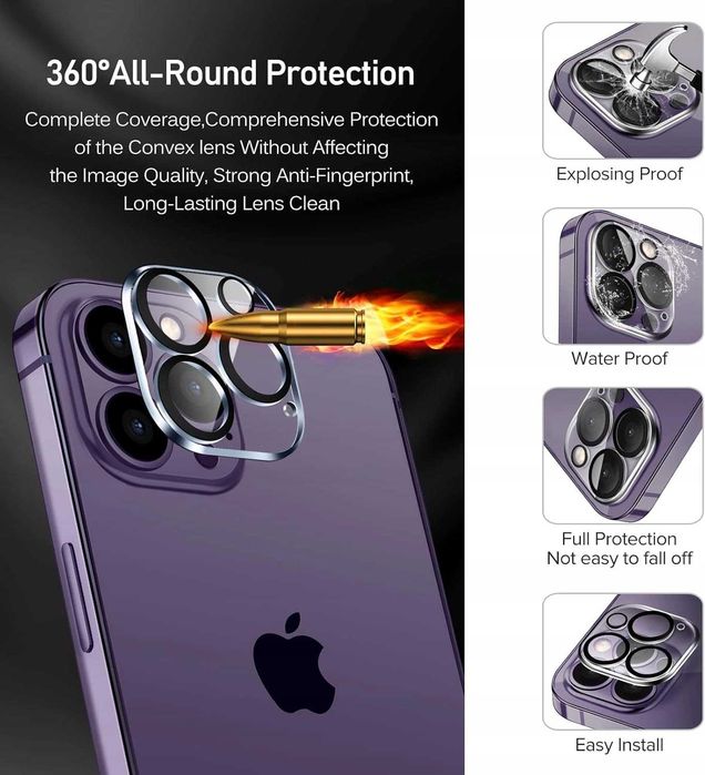 Szkło do iPhone'a 14 Pro Max 3 folie ze szkła hartowanego i 3 osłony