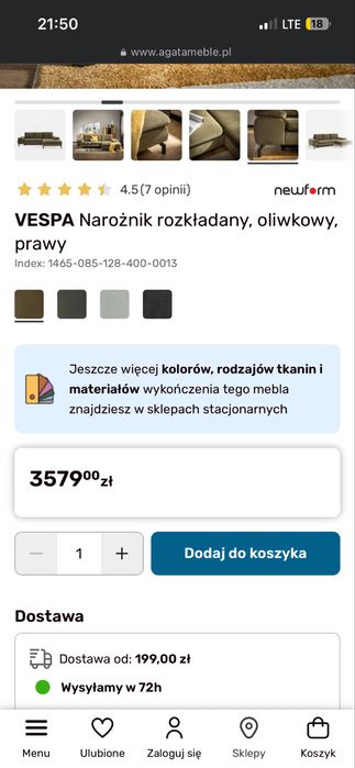 Narożnik VESPA z funkcją spania – stan idealny!