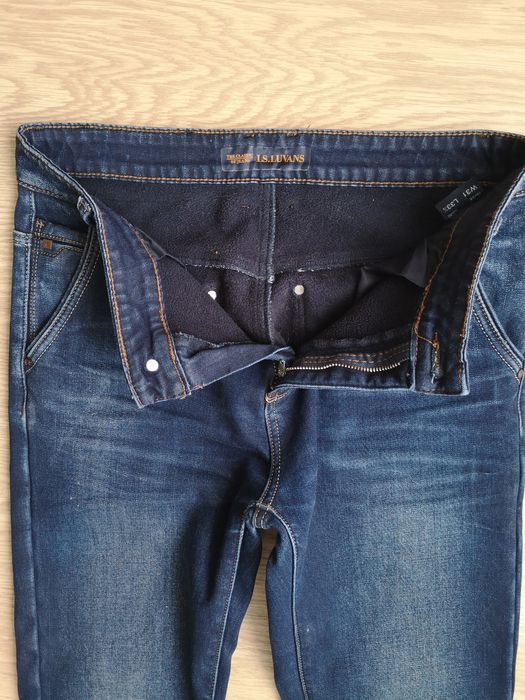 Джинсы класика тёмно-синее утеплённые W31-L-33 1/2