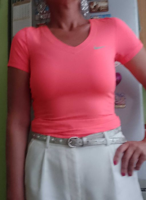 (36/S) NIKE/ Różowa, neonowa bluzka Top fitness z Londynu