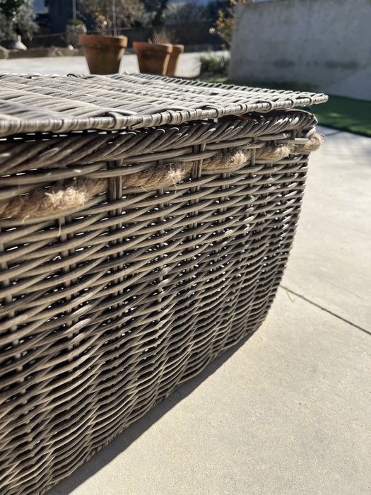 Cesto grande retangular em verga com tampa – 50cm – Novo