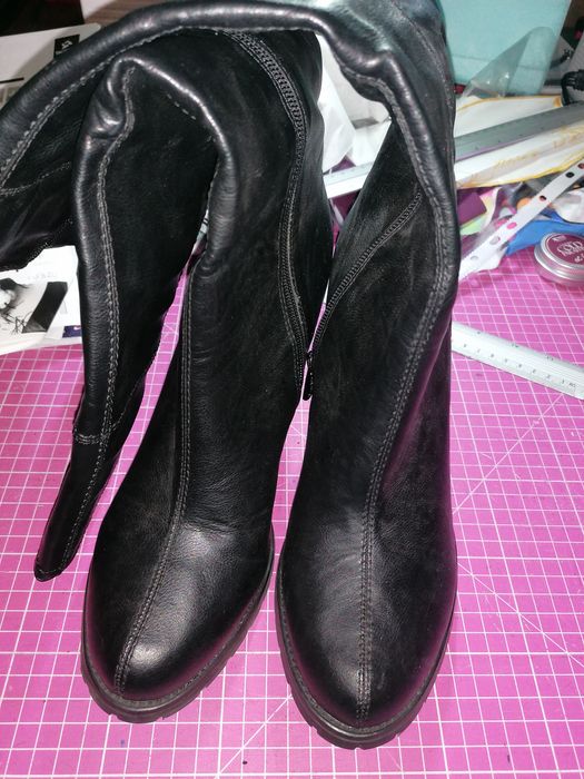 Kozaki czarne z ekoskórki r. 40, Centro, obcas 9cm