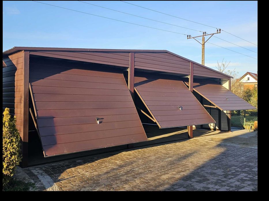 Garaż blaszany 9x5 drewnopodobny Premium – PRODUCENT