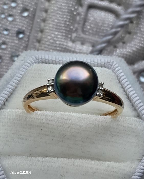 R.22 Pierścionek Perła Tahiti Diamenty Złoto 585 WYCENA