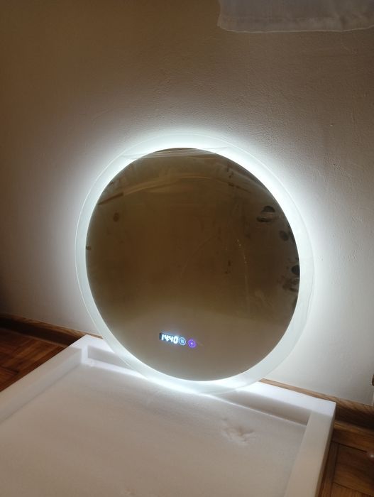 Lustro okrągłe podświetlane 50 cm ściemne NOWE