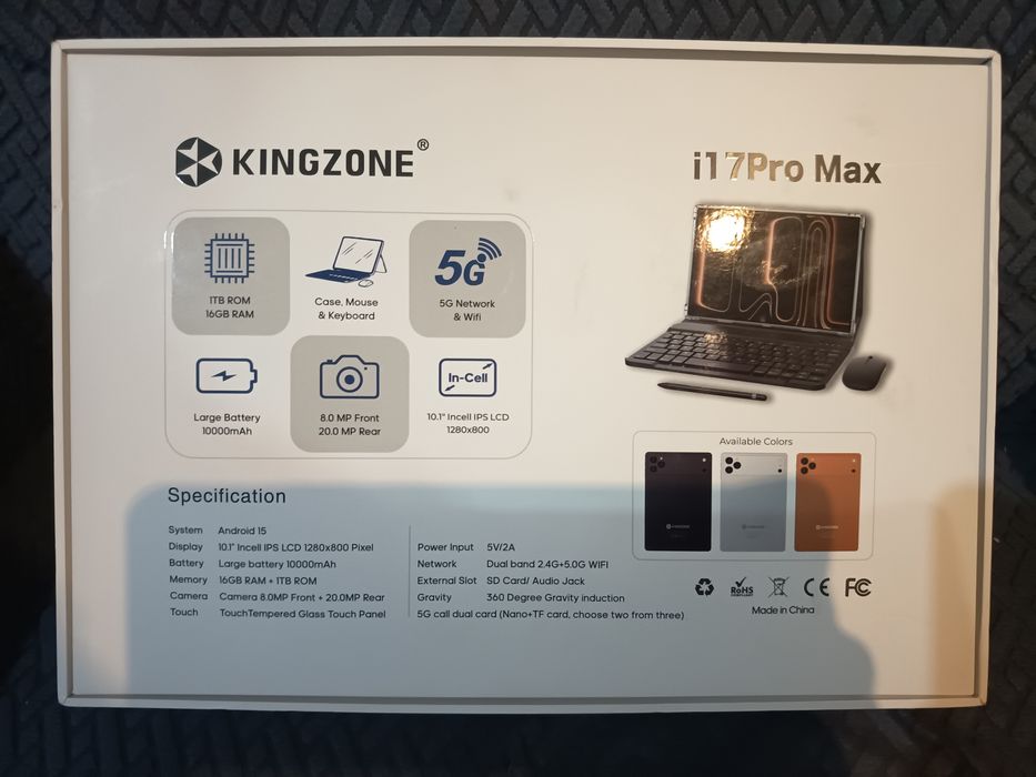 Tablet KINGZONE i17Pro Max de 10.1 polegadas.
