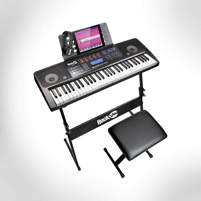 Keyboard pianino RockJam RJ761-SK zestaw statyw krzesło słuchawki sustain