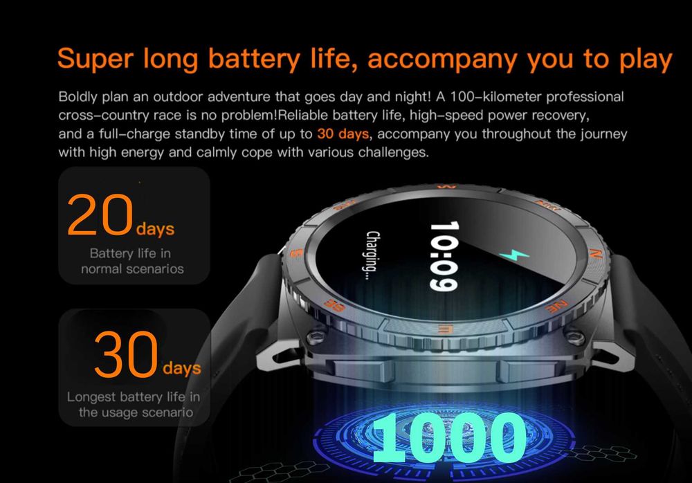 Смарт часы: VWAR LC319 ULTRA. NFC. Вращающийся диск. 1000mAh.
