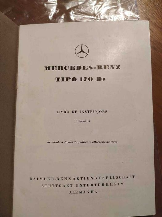 Manual de instruções Mercedes Benz tipo 170 Da