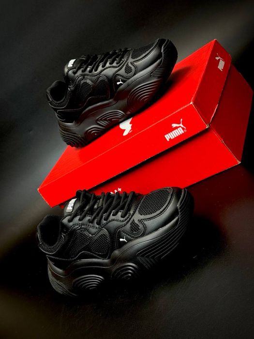 Весна 2026 / кожаные Puma / женские черные деми кроссовки/пума женские