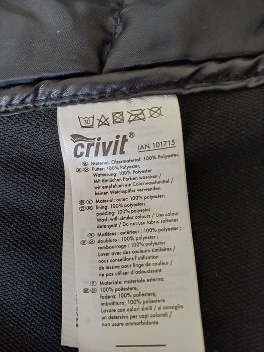 Cienka czarna kurtka męska Crivit rozm XL/XXL.