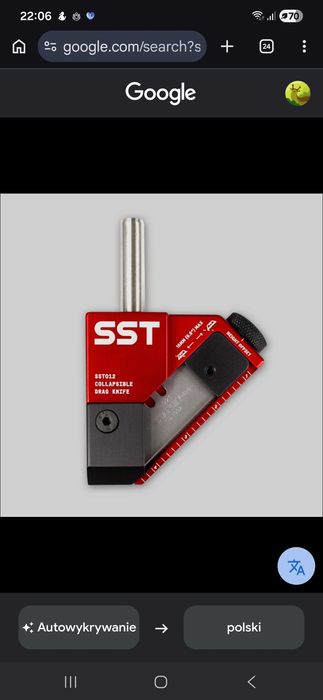 Nóż wleczony SST012 firmy Stupid Simple Tools, narzędzie CNC do precyzyjnego cięcia materiałów takich jak winyl czy skóra. Lepszy niż Donek..